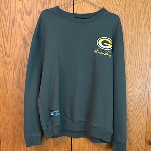 Green Crewneck Sweatshirt with Yellow Logo - Men's Pullover